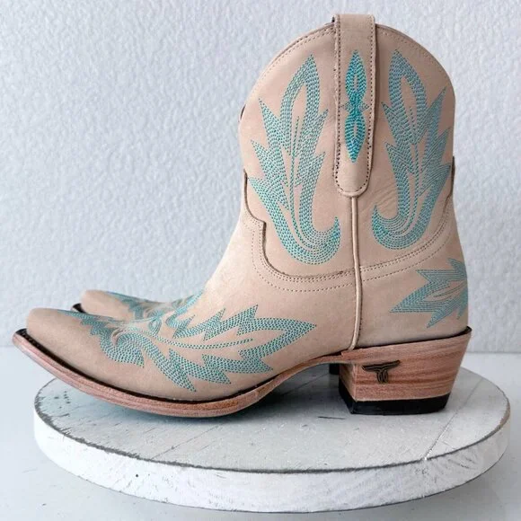 Lane LEXINGTON Womens Cowboy Bootie Sz 9 Sand and Stream Western Cowgirl Boots - Picture 4 of 13